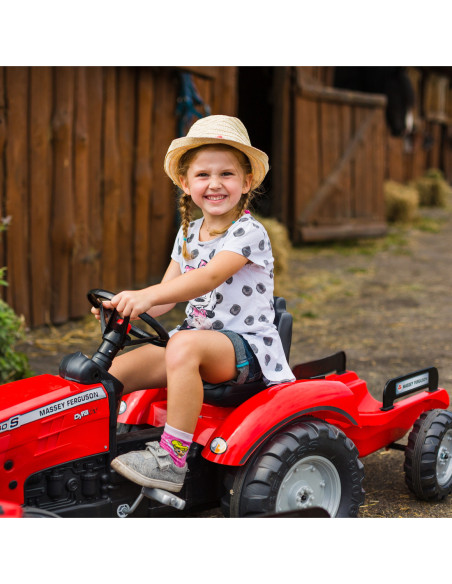 FALK Traktor Massey Ferguson Czerwony na Pedały z Przyczepką od 3 Lat