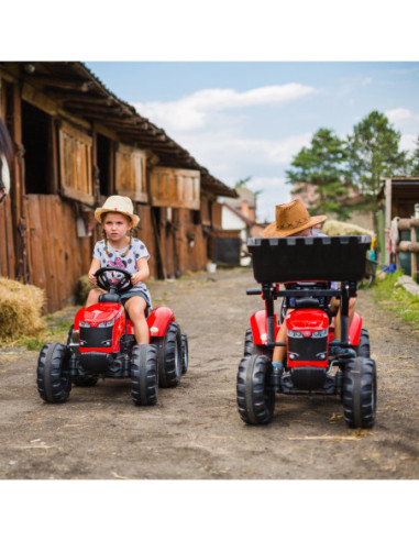FALK Traktor Massey Ferguson Czerwony na Pedały z Przyczepką od 3 Lat