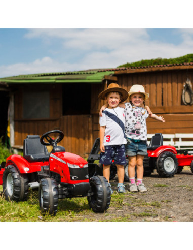 FALK Traktor Massey Ferguson Czerwony na Pedały z Przyczepką od 3 Lat