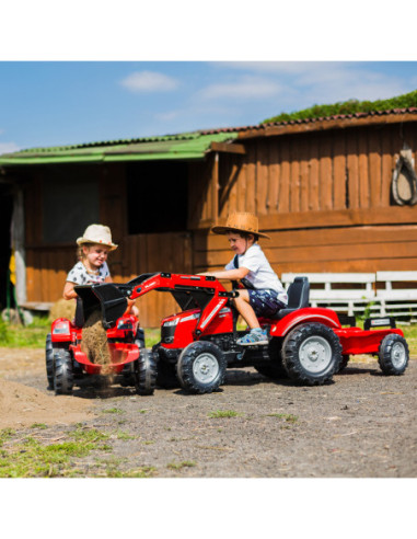 FALK Traktor Massey Ferguson Czerwony na Pedały z Przyczepką od 3 Lat