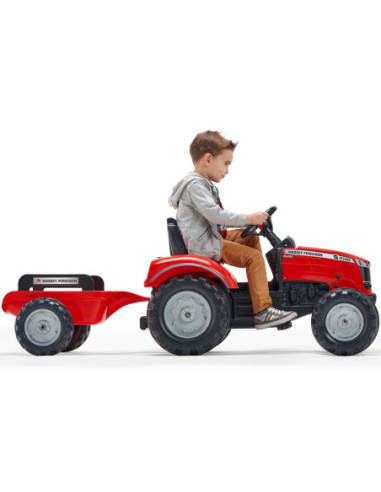 FALK Traktor Massey Ferguson Czerwony na Pedały z Przyczepką od 3 Lat