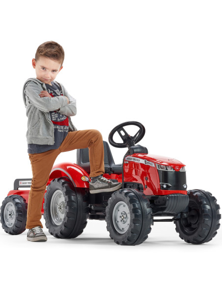 FALK Traktor Massey Ferguson Czerwony na Pedały z Przyczepką od 3 Lat