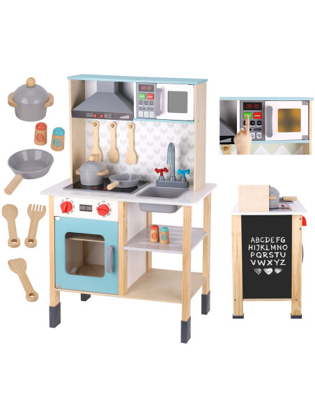 TOOKY TOY Duża  Drewniana Kuchnia dla Dzieci 10 el.