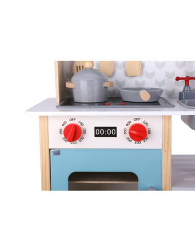 TOOKY TOY Duża  Drewniana Kuchnia dla Dzieci 10 el.