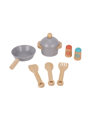 TOOKY TOY Duża  Drewniana Kuchnia dla Dzieci 10 el.