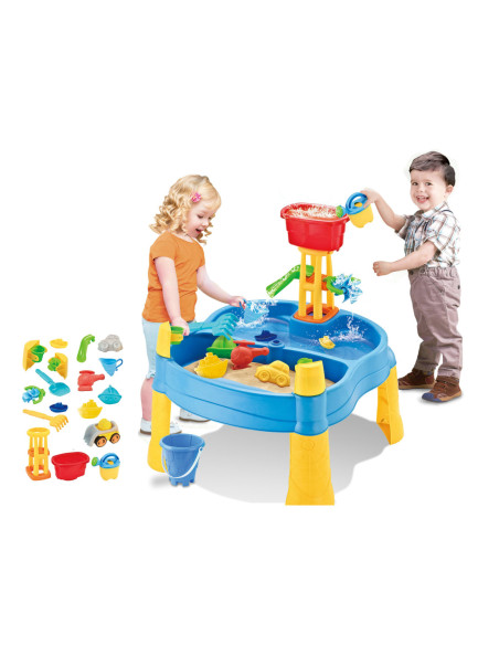 WOOPIE Stolik Wodny 2w1 Piaskownica Młyn 14 akc.