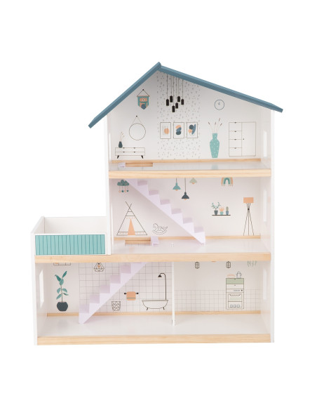 TOOKY TOY Duży Drewniany Domek dla Lalek