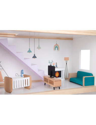 TOOKY TOY Duży Drewniany Domek dla Lalek