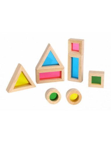 TOOKY TOY Drewniane Kolorowe Klocki Lustra Zestaw 8 el.
