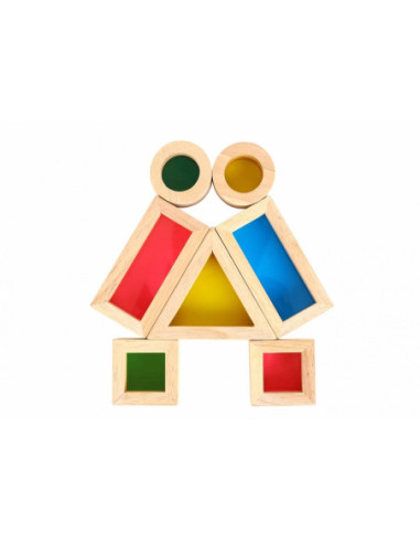 TOOKY TOY Drewniane Kolorowe Klocki Lustra Zestaw 8 el.