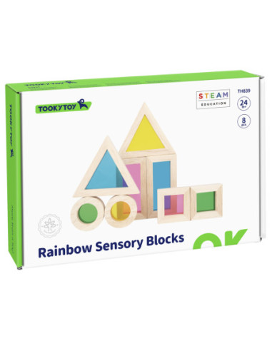 TOOKY TOY Drewniane Kolorowe Klocki Lustra Zestaw 8 el.