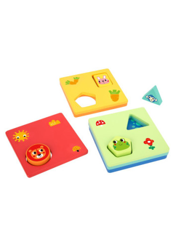 TOOKY TOY Układanka Montessori Kształty i Kolory Zwierzątka 6 Planszy