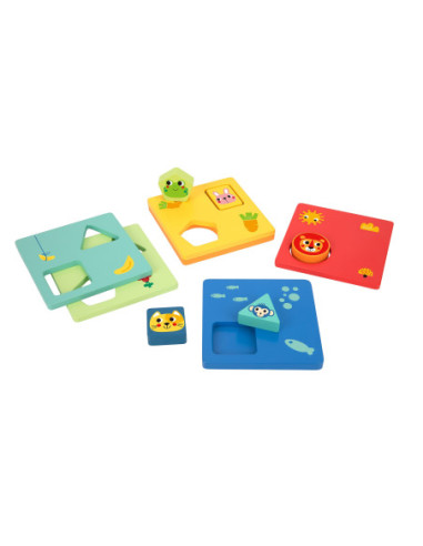 TOOKY TOY Układanka Montessori Kształty i Kolory Zwierzątka 6 Planszy