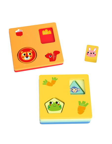 TOOKY TOY Układanka Montessori Kształty i Kolory Zwierzątka 6 Planszy