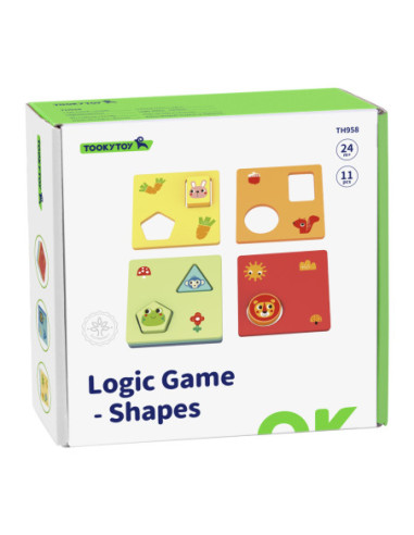 TOOKY TOY Układanka Montessori Kształty i Kolory Zwierzątka 6 Planszy