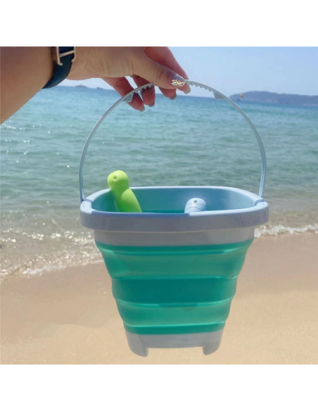 WOOPIE Zestaw Silikonowe Wiaderko z Grabkami Łopatką Niebieskie