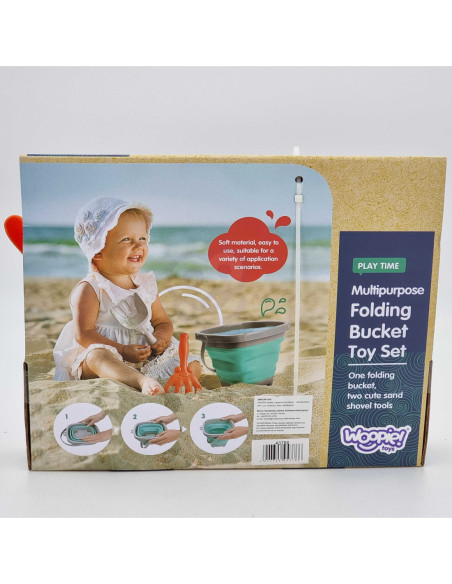 WOOPIE Zestaw Silikonowe Wiaderko z Grabkami Łopatką Pomarańczowe