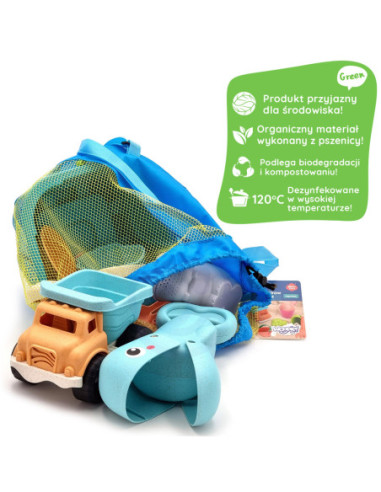 WOOPIE Zestaw do Piasku w Wiaderku z Łopatką Ryba 9 el.