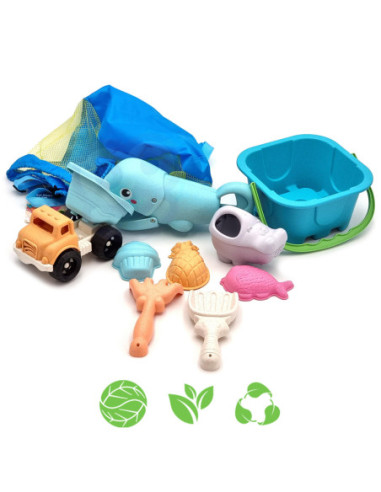 WOOPIE Zestaw do Piasku w Wiaderku z Łopatką Ryba 9 el.