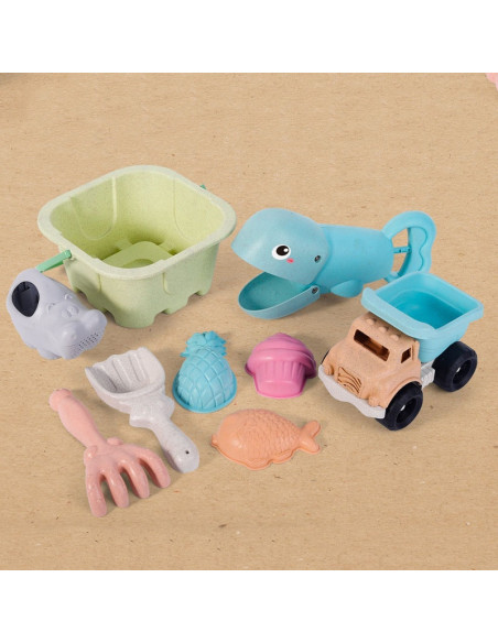 WOOPIE Zestaw do Piasku w Wiaderku z Łopatką Ryba 9 el.