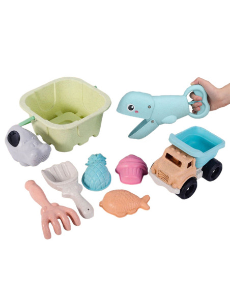 WOOPIE Zestaw do Piasku w Wiaderku z Łopatką Ryba 9 el.