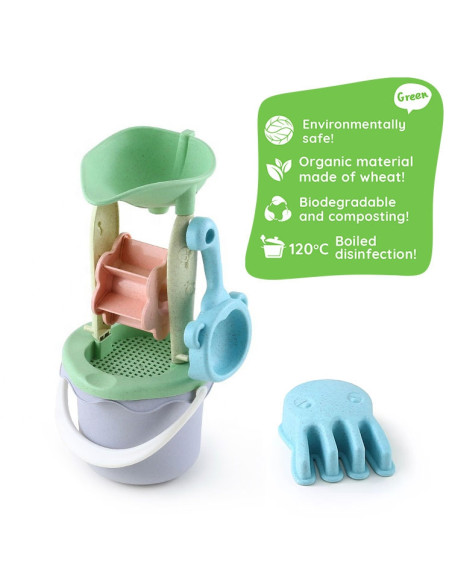 WOOPIE Zestaw do Piasku w Wiaderku z Kołowrotkiem 9 el