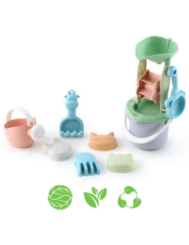 WOOPIE Zestaw do Piasku w Wiaderku z Kołowrotkiem 9 el