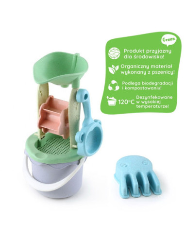 WOOPIE Zestaw do Piasku w Wiaderku z Kołowrotkiem 9 el