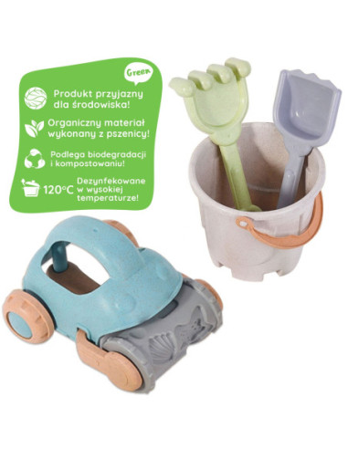 WOOPIE Zestaw do Piasku z Wiaderkiem i Samochodzikiem 10 el.