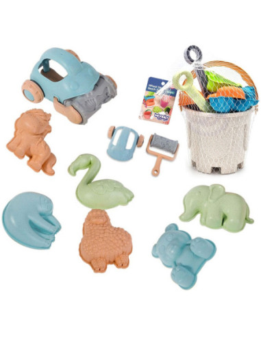 WOOPIE Zestaw do Piasku z Wiaderkiem i Samochodzikiem 10 el.