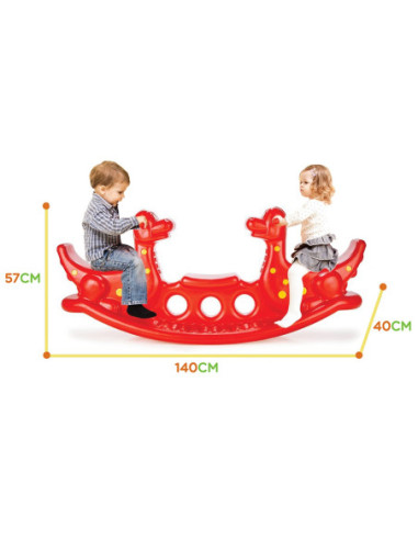 WOOPIE Bujak Wieloosobowy Dino Huśtawka Równoważna Czerwona