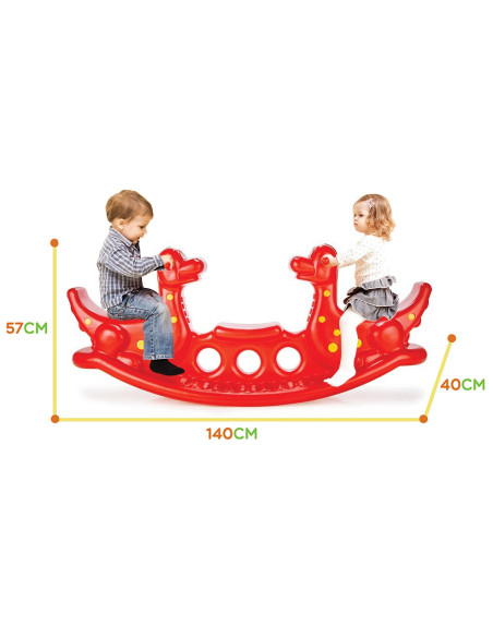 WOOPIE Bujak Wieloosobowy Dino Huśtawka Równoważna Czerwona