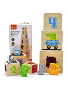 VIGA Wooden Pyramid Puzzle Blocks Sorter Montessori