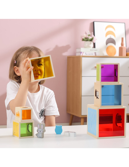 VIGA Drewniana Piramidka Układanka Klocki Sorter