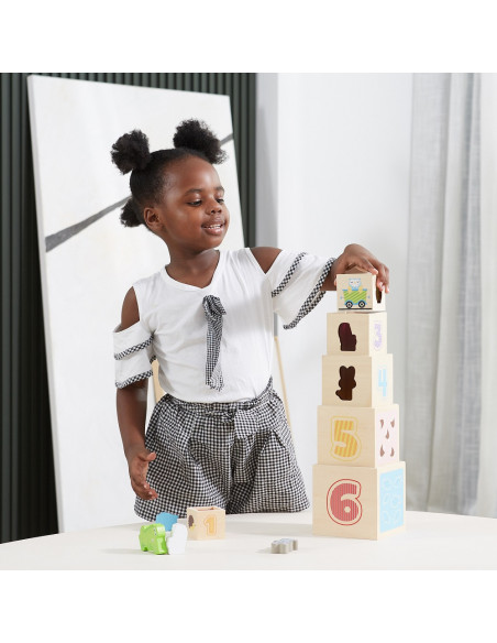 VIGA Drewniana Piramidka Układanka Klocki Sorter