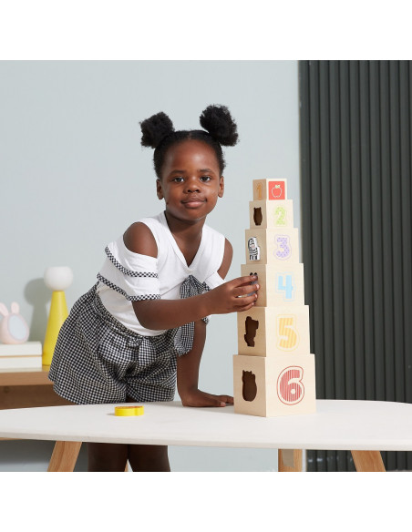 VIGA Drewniana Piramidka Układanka Klocki Sorter