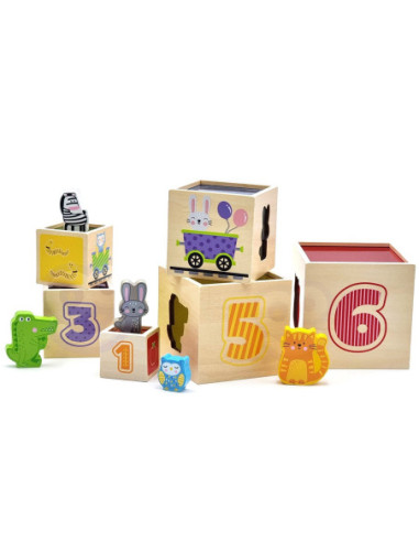 VIGA Drewniana Piramidka Układanka Klocki Sorter