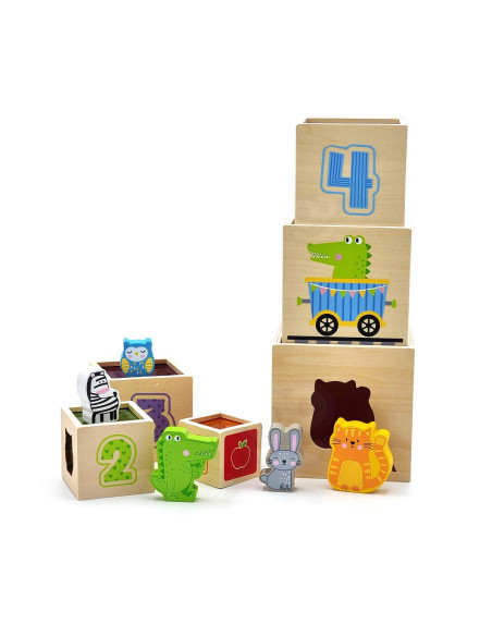 VIGA Drewniana Piramidka Układanka Klocki Sorter