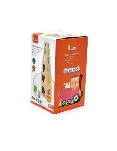 VIGA Drewniana Piramidka Układanka Klocki Sorter