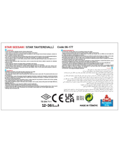 WOOPIE Bujak Wieloosobowy STAR Huśtawka Równoważna Żółta