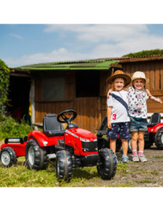 FALK Traktor Massey Ferguson Czerwony na Pedały z Przyczepką od 3 Lat 2