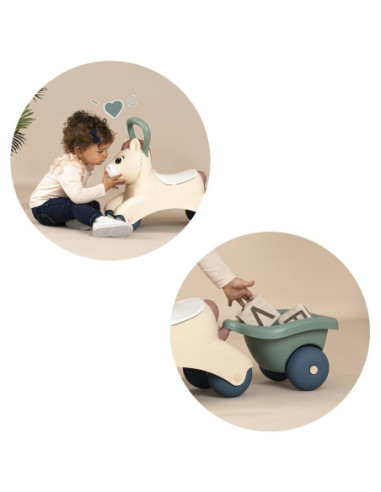 SMOBY Little Pierwszy Jeżdzik Pony Ride-On Kucyk z Przyczepką