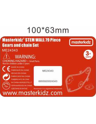 MASTERKIDZ Tablica Ścienna Koła Zębate i Łańcuch 79 El. Zbuduj własny mechanizm