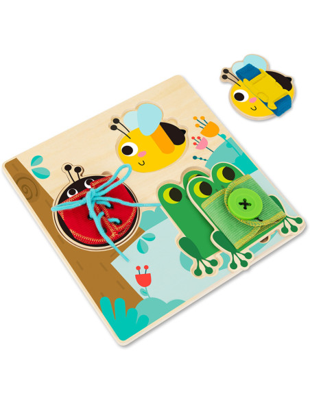 Tooky Toy Drewniana Tablica Edukacyjna Sorter Trening Ćwiczenia Sznurek Guzik Klamerka