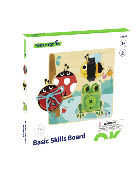 Tooky Toy Drewniana Tablica Edukacyjna Sorter Trening Ćwiczenia Sznurek Guzik Klamerka