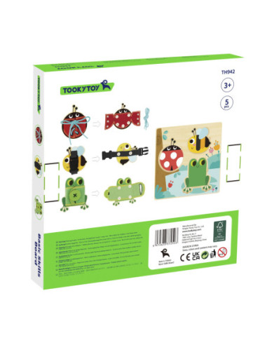 Tooky Toy Drewniana Tablica Edukacyjna Sorter Trening Ćwiczenia Sznurek Guzik Klamerka