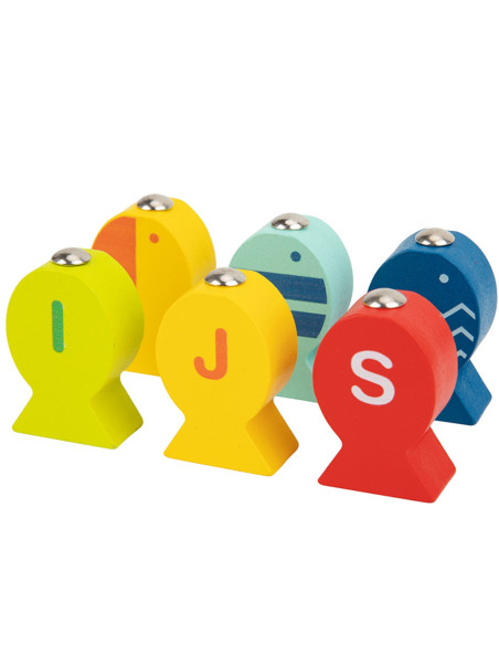 Tooky Toy Drewniana Gra Łowienie Rybek Nauka Literek 29 el.