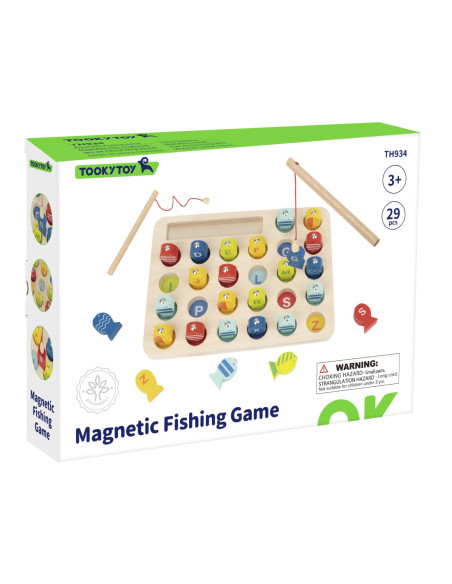 Tooky Toy Drewniana Gra Łowienie Rybek Nauka Literek 29 el.