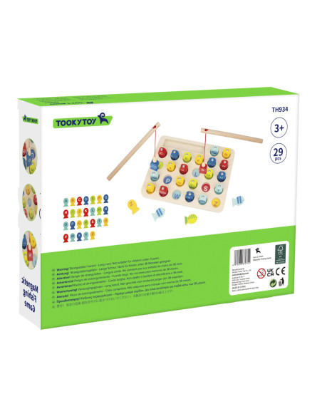 Tooky Toy Drewniana Gra Łowienie Rybek Nauka Literek 29 el.