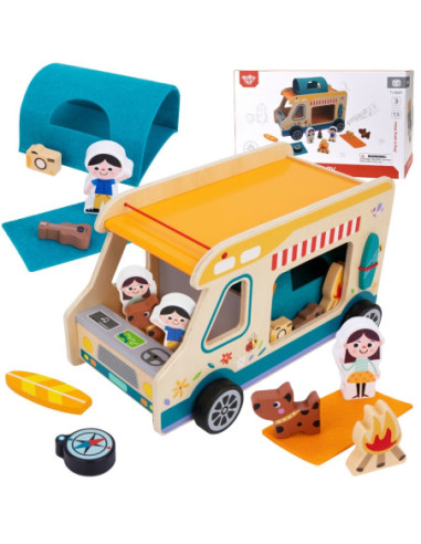 Tooky Toy Drewniany Kamper Postacie Kemping